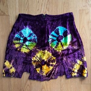 Vintage 90's Crushed Velvet Tie Dye Mini Skirt